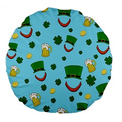 St. Patrick s day pattern Large 18  Premium Round Cushions