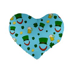 St  Patrick s Day Pattern Standard 16  Premium Flano Heart Shape Cushions by Valentinaart