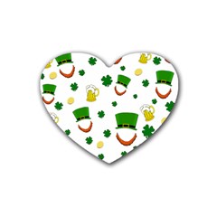 St  Patrick s Day Pattern Rubber Coaster (heart)  by Valentinaart