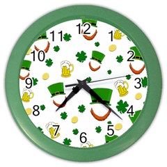 St  Patrick s Day Pattern Color Wall Clocks by Valentinaart