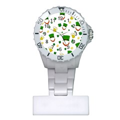 St  Patrick s Day Pattern Plastic Nurses Watch by Valentinaart