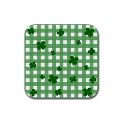 Clover Pattern Rubber Coaster (square)  by Valentinaart