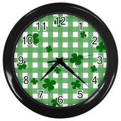 Clover Pattern Wall Clocks (black) by Valentinaart