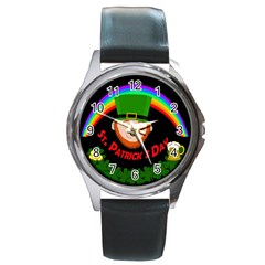 St  Patrick s Day Round Metal Watch by Valentinaart