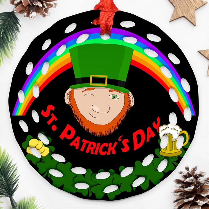 St. Patrick s day Round Filigree Ornament (Two Sides)