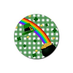 St  Patrick s Day Rainbow Rubber Round Coaster (4 Pack)  by Valentinaart