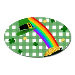 St  Patrick s Day Rainbow Oval Magnet by Valentinaart