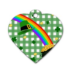 St  Patrick s Day Rainbow Dog Tag Heart (two Sides) by Valentinaart