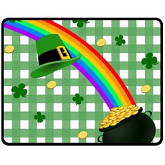 St  Patrick s Day Rainbow Fleece Blanket (medium)  by Valentinaart