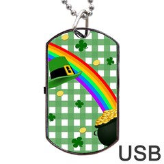 St  Patrick s Day Rainbow Dog Tag Usb Flash (one Side) by Valentinaart