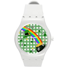 St  Patrick s Day Rainbow Round Plastic Sport Watch (m) by Valentinaart