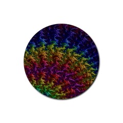 Fractal Art Design Colorful Rubber Coaster (round) 