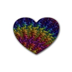 Fractal Art Design Colorful Rubber Coaster (heart)  by Nexatart