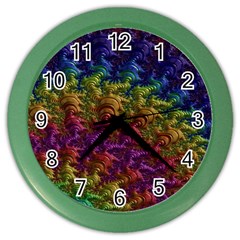 Fractal Art Design Colorful Color Wall Clocks by Nexatart