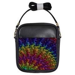 Fractal Art Design Colorful Girls Sling Bags