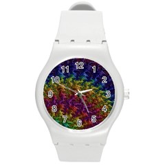 Fractal Art Design Colorful Round Plastic Sport Watch (m) by Nexatart