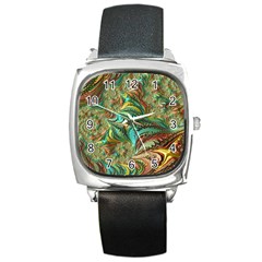 Fractal Artwork Pattern Digital Square Metal Watch