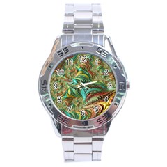 Fractal Artwork Pattern Digital Stainless Steel Analogue Watch