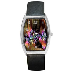 Fractal Colorful Background Barrel Style Metal Watch