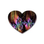 Fractal Colorful Background Rubber Coaster (Heart)  Front