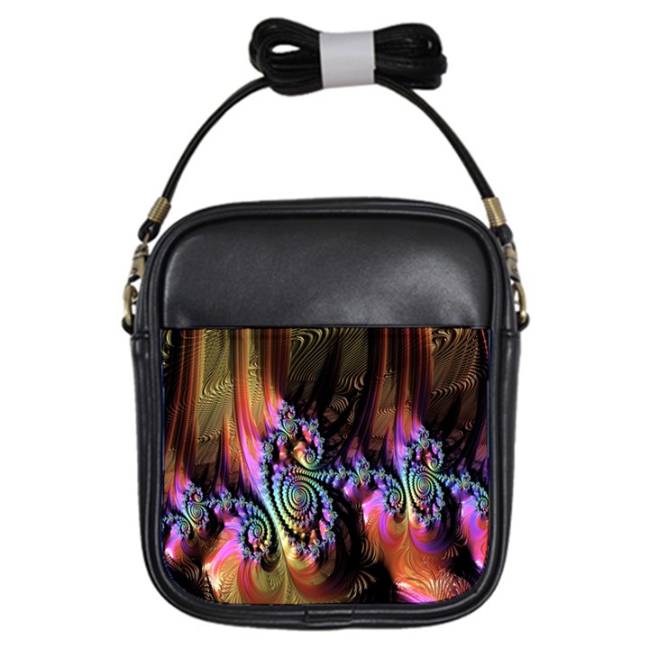 Fractal Colorful Background Girls Sling Bags