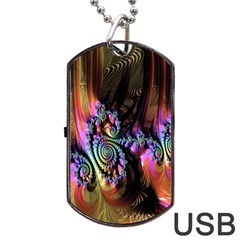 Fractal Colorful Background Dog Tag Usb Flash (two Sides)