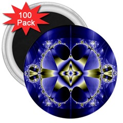 Fractal Fantasy Blue Beauty 3  Magnets (100 Pack) by Nexatart