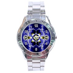 Fractal Fantasy Blue Beauty Stainless Steel Analogue Watch by Nexatart