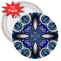 Fractal Cathedral Pattern Mosaic 3  Buttons (10 Pack) 