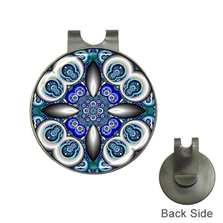 Fractal Cathedral Pattern Mosaic Hat Clips with Golf Markers