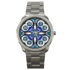 Fractal Cathedral Pattern Mosaic Sport Metal Watch