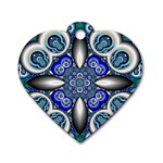 Fractal Cathedral Pattern Mosaic Dog Tag Heart (Two Sides) Front