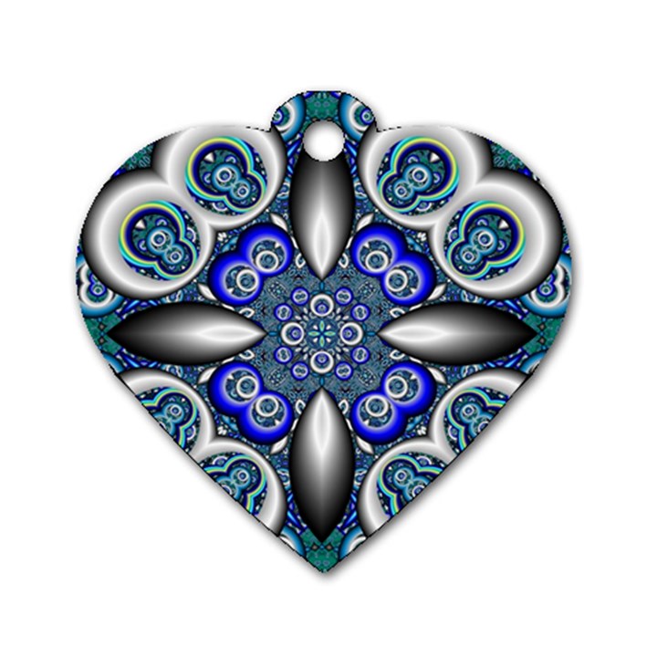 Fractal Cathedral Pattern Mosaic Dog Tag Heart (Two Sides)