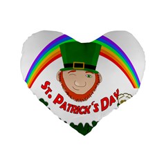 St  Patrick Standard 16  Premium Flano Heart Shape Cushions by Valentinaart