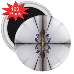 Fractal Fleur Elegance Flower 3  Magnets (100 Pack)