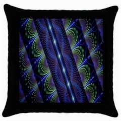 Fractal Blue Lines Colorful Throw Pillow Case (Black)