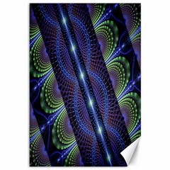 Fractal Blue Lines Colorful Canvas 12  X 18  