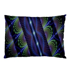 Fractal Blue Lines Colorful Pillow Case