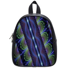 Fractal Blue Lines Colorful School Bags (Small) 