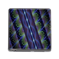 Fractal Blue Lines Colorful Memory Card Reader (Square)