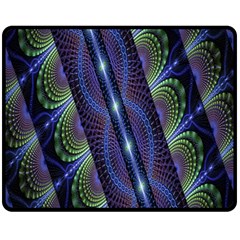 Fractal Blue Lines Colorful Fleece Blanket (Medium) 