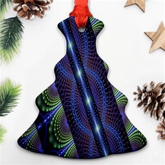 Fractal Blue Lines Colorful Christmas Tree Ornament (Two Sides)