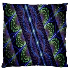 Fractal Blue Lines Colorful Large Cushion Case (One Side)