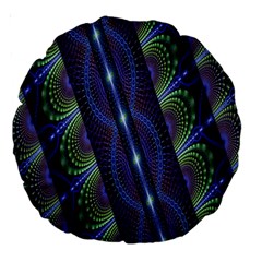 Fractal Blue Lines Colorful Large 18  Premium Round Cushions