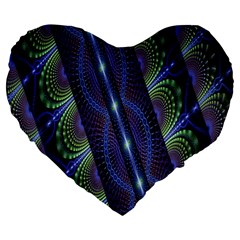 Fractal Blue Lines Colorful Large 19  Premium Heart Shape Cushions