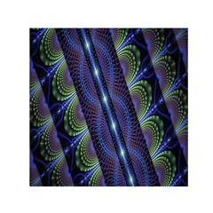 Fractal Blue Lines Colorful Small Satin Scarf (Square)