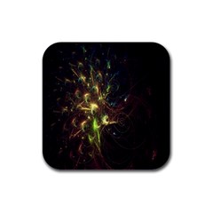 Fractal Flame Light Energy Rubber Square Coaster (4 Pack) 