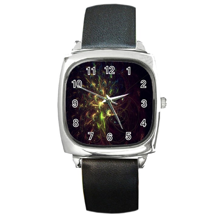 Fractal Flame Light Energy Square Metal Watch