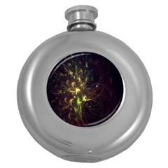 Fractal Flame Light Energy Round Hip Flask (5 Oz) by Nexatart