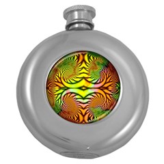 Fractals Ball About Abstract Round Hip Flask (5 Oz) by Nexatart